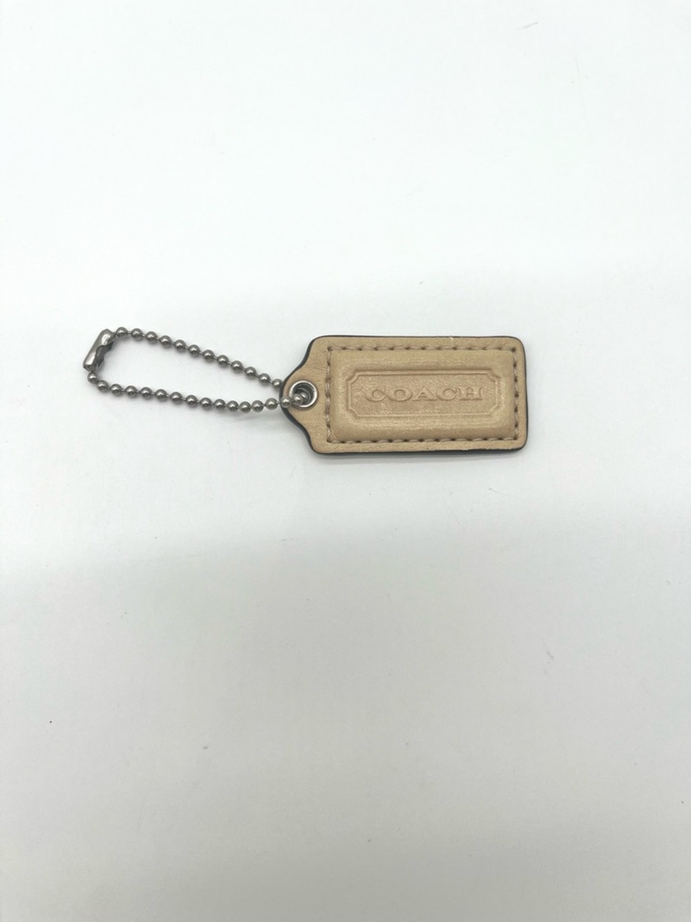 Coach Leather Hang Tag, Beige